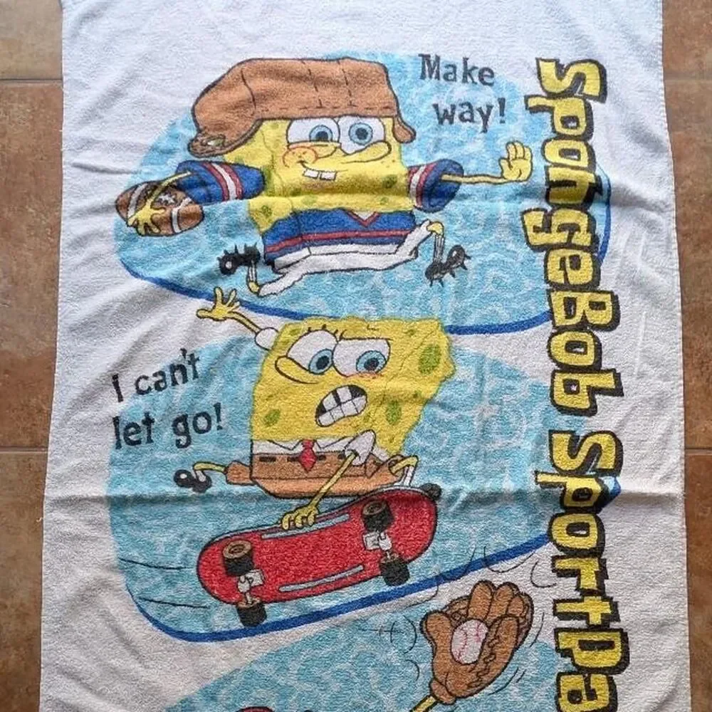 Nickelodeon y2k 2003 faded collectible SpongeBob SquarePants beach towel
